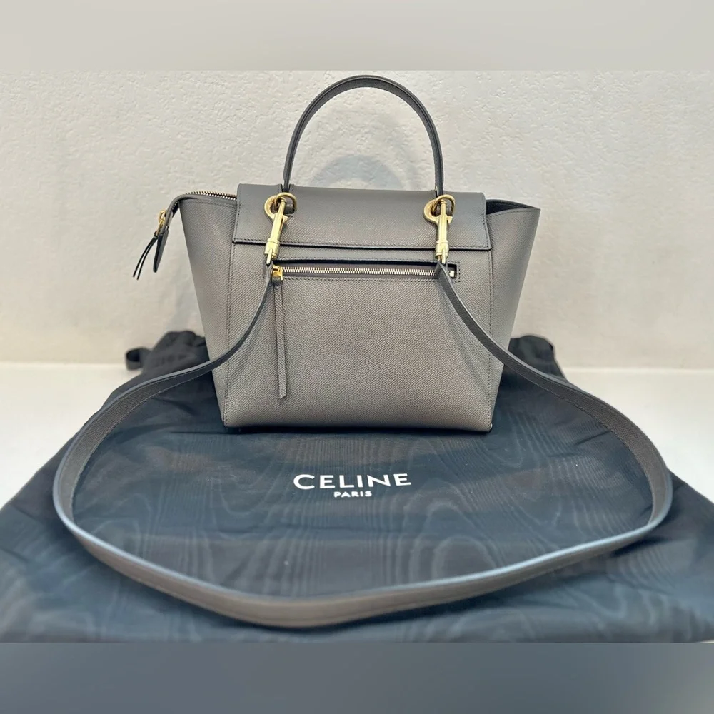 ❤️SOLD❤️ Auth CELINE Micro Grey Belt Bag in Grained Leather 9 x 8 IN - Picture 4 of 16